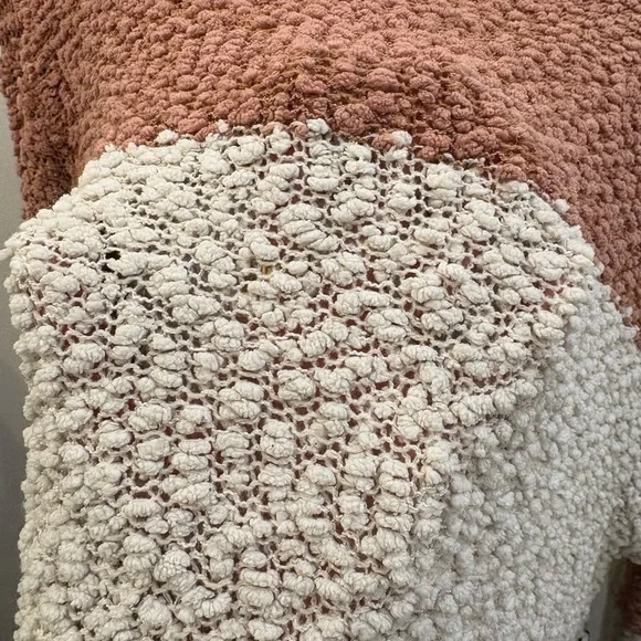 Lulu's Dusty Rose, White & Black Colorblock Crewneck Sweater - Picture 2 of 4